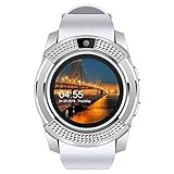 NONGLAN Smart Watch Bluetooth-compati SIM-Karte 2g Herren Digital Armbanduhren Schlafmonitor Sport Watch Für Ios Android(Color:Weiß)