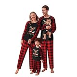 Halloween Familie Schlafanzug Halloween Familie Pyjama Trick Print Pyjamas Outfit Mutter Vater Kind Weihnachten Pyjama Set Langarm Rot Karierte Nachtwäsche Christmas Hausanzug
