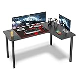 EUREKA ERGONOMIC Gaming Tisch 155cm Eckschreibtisch Gaming Büro Schreibtisch L-förmige PC Tisch Gaming Groß Computerecktisch Gamer Tisch Schw