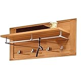 Nature Plus Garderobenpaneel (klein) teil-massiv aus Kernbuchenholz - Hutablage & zuverlässige Wandhaken für Jacken & Taschen - 90 x 45 x 32 cm (B/H/T)
