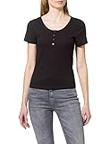 ONLY Damen ONLSIMPLE Life S/S Button TOP JRS T-Shirt, Black, M