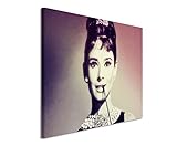 Sinus Art 120x80cm Wandbild Fotoleinwand Bild in Mauve Venedig Italien Filmstar Audrey Hepb