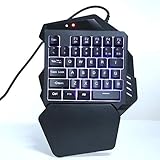 Einhändige mechanische Gaming-Tastatur, einhändige kleine Gaming-Tastatur, ergonomische Tastatur, eingebauter Konverter, RGB-Tastatur für Sp