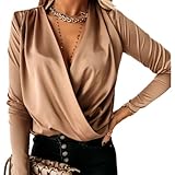 Xenwang Europäische und amerikanische Damenbekleidung Frühling Sexy V-Ausschnitt Hemd Temperament Langarm Loses Hemd Mode Einfach S