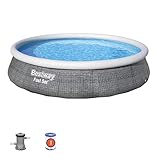 Bestway BW57376GB Fast Set Schwimmbecken mit Rattan Style Print, 3,96 m x 84 cm, g