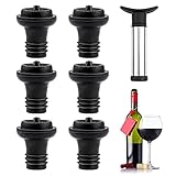 GLAITC Wein Vakuumpumpe mit 6 Stopfen Weinverschlüsse, Wine Saver Vakuumpumpe Wine Saver Pump Vakuumpumpe Weinpumpe für Wein Bier Champagner Alkohol Sekt hält den W