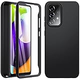 OWKEY für Samsung Galaxy A52 5G&4G / A52s 5G Hülle, 360 Grad Stoßfest Handyhülle Silikon Roubst Cover mit Integriertem Displayschutz Schutzhülle Case Cover für Samsung Galaxy A52 / A52s (Schwarz)