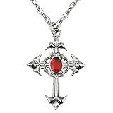 Widmann 7510K - Kette, gotisches Kreuz mit rotem Juwel, Schmuck, Erwachsenenkostümaccessoire, Mottoparty,