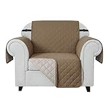 Chun Yi Sofabezug, rutschfest, gesteppt, für Haustiere, mit elastischen Gurten, verstellbar, für Wohnzimmer (1-Sitzer, Khaki)