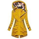 Winterpullover Damen - MäDchen Edel Langarm Grau DüNne QualitäT Sweatjacke Damen Lang Blau ReißVerschluss Vintage Schulterfrei KnöPfe Casual Winter Jacket D