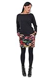 Winterkleid Langarm Kleid Damen Taschen gerade geschnitten Mini Rock Pullover Winter - schwarz Mystic Rose XL