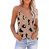DOMBX Sexy Camisole für Damen Übergröße tiefer V-Ausschnitt Rückenfrei Spaghetti Strape Trägershirt Camisole Frauen Sexy Leichte Cool Weich Chiffon Baumwolle Tierdruck Lose T-Shirt Bluse Crop Tanktop