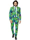 OppoSuits Lustige Verrückt Abschlussball Anzüge für Herren - Komplettes Set: Jackett, Hose und Krawatte,Grün,54