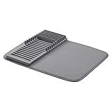 Amazon Basics – Kunststoff-Abtropfgestell mit Matte, Anthrazit, mit 2 Matten, 41x46cm / 16x18'