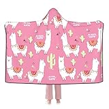 Alpaka No Prob Lama und Kaktus Hoodie Decke tragbare Überwurf Decken für Couchdecke super weich warm Cape Wrap Sherpa Decke für Kinder Jugendliche Männer F