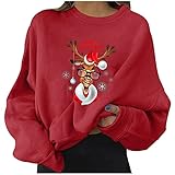 Lässiges Sweatshirt für Teenager-Mädchen, Herbst und Winter, Pullover, Blusen, Tops, Damen-Sweatshirt, Rundhalsausschnitt, langärmelig, CSH10#red, 42