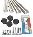 4 Stück à 1m Aluminium C-Profil + Maßband + Sterngriffmuttern M8 + Schrauben / Alu C