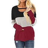 ZYYM Damen T-Shirt Lose Rundhals Longshirt Frauen Bluse Lang Tops Langarmshirts Damen Tunika Lässiges Sweatshirt Basic Sweatshirt Oberteile Blusen Pullover Sweater T-Shirt Damen Top Casual B
