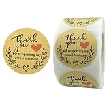 Danke Aufkleber 500pcs,Kraftpapier Dankeschön Sticker, Thank You Sticker,Geschenkaufkleber,Geburtstag,Briefumschlag,Gäste,Hochzeit,Backen,Blumen Verpackung Etiketten(3,8 cm)