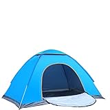 thematys® Campingzelt Wandern Outdoor 4 Mann Reise Trekking Outdoorzelt leichtes Pop Up Wurfzelt Zelt Camping Festival Sekundenzelt mit Tragetasche (Blau, 3-4 Personen)