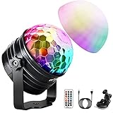 Discokugel LED, 2-In-1 Musikgesteuert Discolicht Partylicht mit Stimmungslichtmodus, 7 Farbe Timer und dimmbarer Funktion, Party Lampe ür Kinder, Familientreffen, W