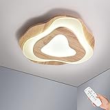 LED Holz Deckenlampe - Stufenloses Dimmen Deckenleuchte - Schlafzimmerlampe - Kinderzimmerlampe - Acryl Lampenschirm - Herzförmiges Design - Flur Lampen - inkl. Fernbedienung - 35W - 2800lm - Ø40