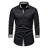 Hemd Herren Urban Trend Mode Kariert Druck Slim Fit Herren Freizeithemden Herbst Winter Spleißen Revers Strickjacke Männer Shirt Casual Urlaub Party Herren Long