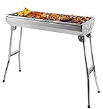 Holzkohlegrill Klappgrill Edelstahl Camping Grill Holzkohle Barbecue Klappbar Standgrill, tragbar, 73x33x68 cm, für 5-10