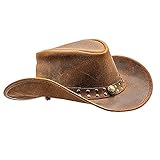 Shapeable Style Cowboyhut Leder Outback Old Style Hut für Männer und Frauen Western Wide Brim Vintag