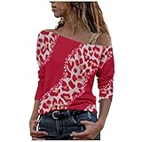 Schulterfrei Oberteile Damen One Shoulder Pullover Casual Lose Sweatshirt Lange Ärmel Tops Oberteile Tie Dye Drucken Mode Langarmshirt Tops Schräghalsausschnitt Off Shoulder Sexy Bluse Tunik