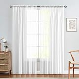 TOPICK Gardinen Sheer Vorhänge mit Tunnelzug Transparent Voile Gardine Gaze Paarig Schals Fensterschal Vorhang Aufhängung Schlafzimmer Wohnzimmer 213 x 140 cm(H x B) 2 Stücke Weiß