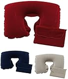 Unbekannt Nackenkissen Aufblasbar Reisekissen 35 x 23 x 9 cm Kissen 3 Stück Nackenstütze mit Tasche Reisekissen Flugzeug