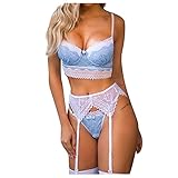 Yunweisi Damen Erotische Dessous-Set Korsett Spitzennähte Split Sexy Anzug Frauen Musselin Nachtwäsche Neue Unterwäsche Kont Tops und Slips Unterwäsche Sexy Spitze BH und Slip Strumpfband für D