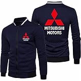 CHUSS Herrenjacke Sweatshirt für Mitsubishi Bedruckter Stehkragen Cardigan Langarm Reißverschluss Gitter Trainingsjacken Top - Jugendgeschenk-Navy Blue||XXL