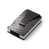 Ancocs Kreditkarten etuis Herren- RFID NFC Schutz, Slim Wallet Geldklammer für Minimalisten mit Kartenhalter, Carbon Fiber Secrid Mini Geldbörse, Kreditkarten Organizer für Herren - Geschenkbox