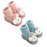 YYMR Baby Warm Floor Shoes,Baby Toddler Warm Shoes,Anti Slip Knitting Cotton Socks Shoes for Baby,Winter Home Indoor Non Skid Fuzzy Shoe Socks (C,L)