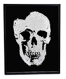 Wandbild Bild Totenkopf Skull Glasbild Wohnzimmer Deko Schwarz mit Glitzer 50x40