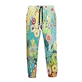 Wearibear Kinder Ölgemälde Narzissen Blumen Garten Sweathose Männer Neuheit Jogger nicht verblassen Hip Hop Hosen Taschen, Schwarz , 31-35