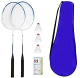 O&W Security Badminton Set Federballspiel Federball 2 Schläger mit 3 Federbälle und Schlägertasche für die ganze Familie Urlaub Garten Strand, Gute Q