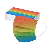 JINGYUA 50 Stück Mundschutz bunt erwachsene 3 Lagige Schutz_Maske mit Motiv Bunt Bandana Mund und Nasenschutz Staubdicht Mund-Nasen Bedeckung Atmungsaktiv für Damen H