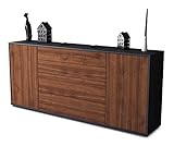 Stil.Zeit Kommode Sideboard - Amaranth - Korpus anthrazit matt - Front Holz-Design Walnuss - (180x79x35cm) - Push to Open Technik & hochwertigen Leichtlaufschienen - Made in Germany