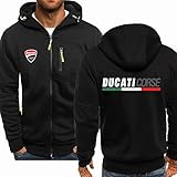 XVBMDS Herren-Hoodie-Pullover für Ducati-Druck-Plüsch-Hoodie mit durchgehendem Reißverschluss, Strickjacke, lässige Sportbekleidung, weiche Oberteile, Geschenk-C||2XL