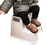 Step Stool Tritthocker Weiße Leichte Hockerleiter mit Antirutschmatte ＆ Griff, Platzsparende Tragbare Tritthocker aus Kunststoff, für Schlafzimmer/Nachttisch/WC