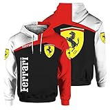 Kex Story Herren Hoodie Langarm Digital Gedruckt Ferrari Logo Sweatshirt (1,M)