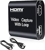 HDMI Videoaufnahmekarte mit Loop Out, 4K HD 1080P 60FPS USB Video Capture Karte für Live-Übertragung, Broadcasting, Videoaufnahme für Windows, Switch, PS3/4, Xbox O