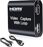 HDMI Videoaufnahmekarte mit Loop Out, 4K HD 1080P 60FPS USB Video Capture Karte für Live-Übertragung, Broadcasting, Videoaufnahme für Windows, Switch, PS3/4, Xbox O