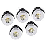 PJDOOJAE 5er Pack 3W Warmweiß Aluminium Mini Spot Downlight Mini Kleine Einbaustrahler, Mit Transformator LED Deckeneinbauleuchten Downlights Für Wohnzimmerschrank Etc [Energieklasse A+++]