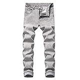 ShZyywrl Damen Herren Jean Fit Hosen High Waist Skinny Herren Jeans Straight Cotton Denim Hosen Zerrissene Jeans Für Herren Klassische Jeans 32 Hellg