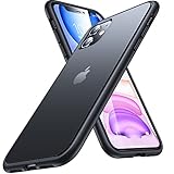 Humixx Stoßfest Series für iPhone 11 Hülle [10FT Echter Militärischer Schutz] Matte Transluzent Dünn iPhone 11 Handyhülle, Anti-Kratzen PC Rückschale und Soft Silikon iPhone 11 Schutzhülle-Schw