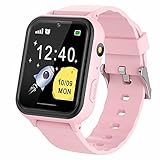 Smartwatch Kinder - Uhr Telefon für Mädchen Jungen Touchscreen mit 7 Spiel, Musik Player, Schrittzähler, Taschenlampen, Wecker, Kamera, Kids Smart Watch Telefonieren Geschenk (S19 Pink)